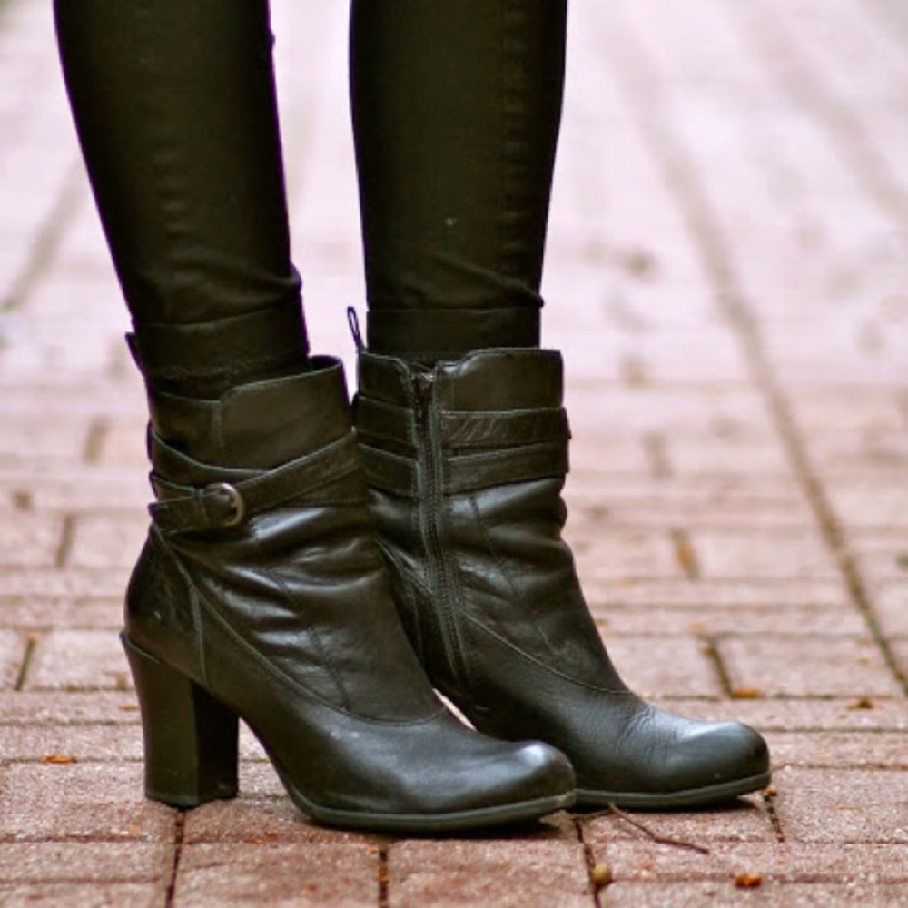 Born Black Leather Booties, Size 9